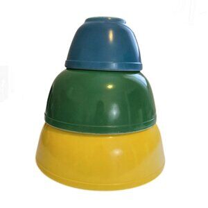 Vintage Pyrex Primary Colours Blue Green Yellow Nesting Mixing Bowls Set of 3